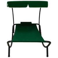 Day bed sdraio chaise longue da esterno 200 cm con tendalino e cuscino verde 02_0012010