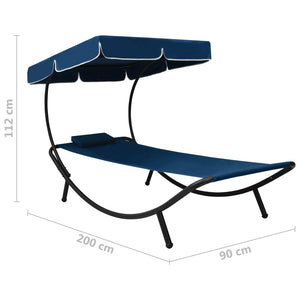 Lettino Prendisole con Baldacchino e Cuscino Blu cod mxl 23187