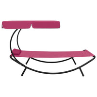 Day bed sdraio chaise longue da esterno 200 cm con baldacchino e cuscino rosa 02_0012009