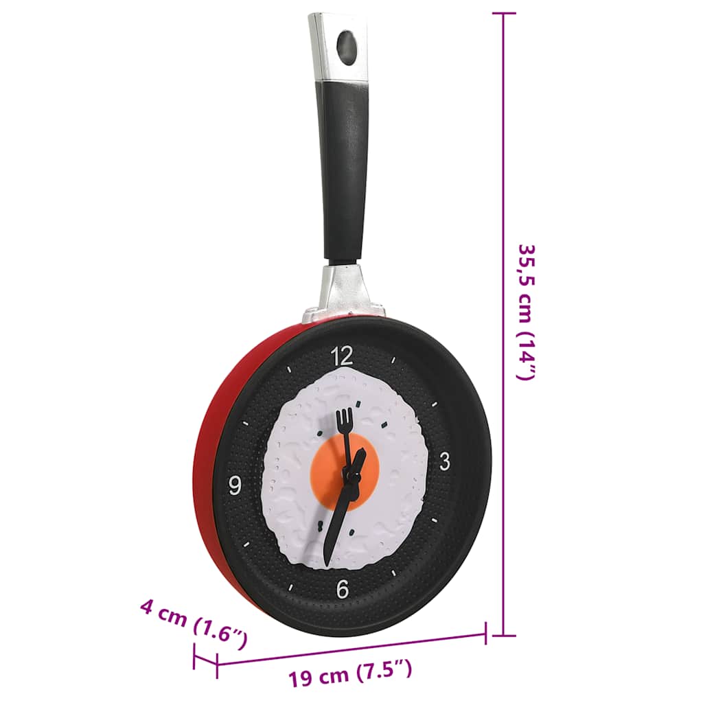 325164  Wall Clock with Fried Egg Pan Design 18,8 cm