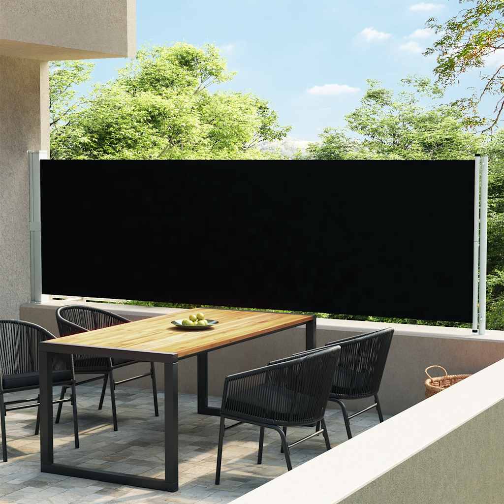 Tenda Laterale Retrattile per Patio 140x600 cm Nera 313369