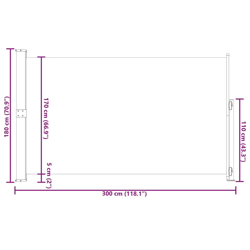 Tenda Laterale Retrattile per Patio 180x300 cm Grigia 313401