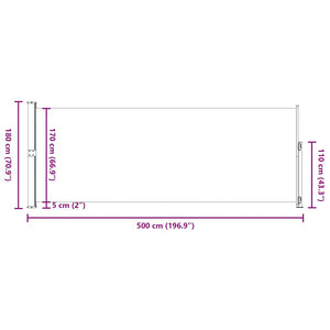 Tenda Laterale Retrattile per Patio 180x500 cm Nera 313405