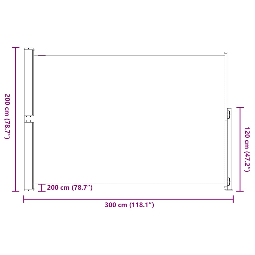 Tenda Laterale Retrattile per Patio 200x300 cm Nero 313411