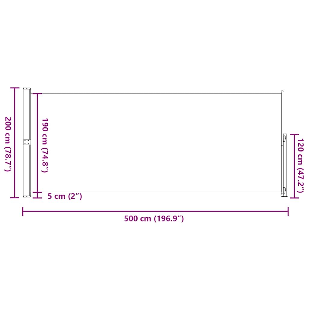 Tenda Laterale Retrattile per Patio 200x500 cm Blu 313421