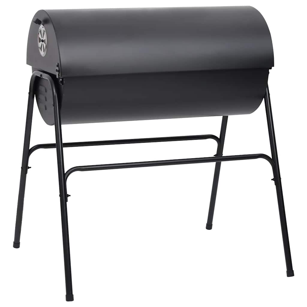 Barbecue a Barile 2 Griglie di Cottura Nero 80x95x90 cm Acciaio
