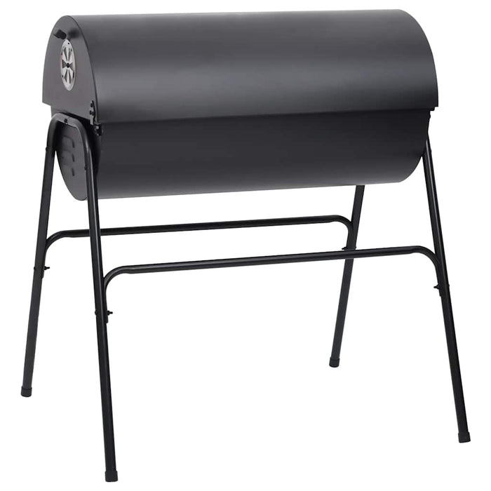 Barbecue a Barile 2 Griglie di Cottura Nero 80x95x90 cm Acciaio