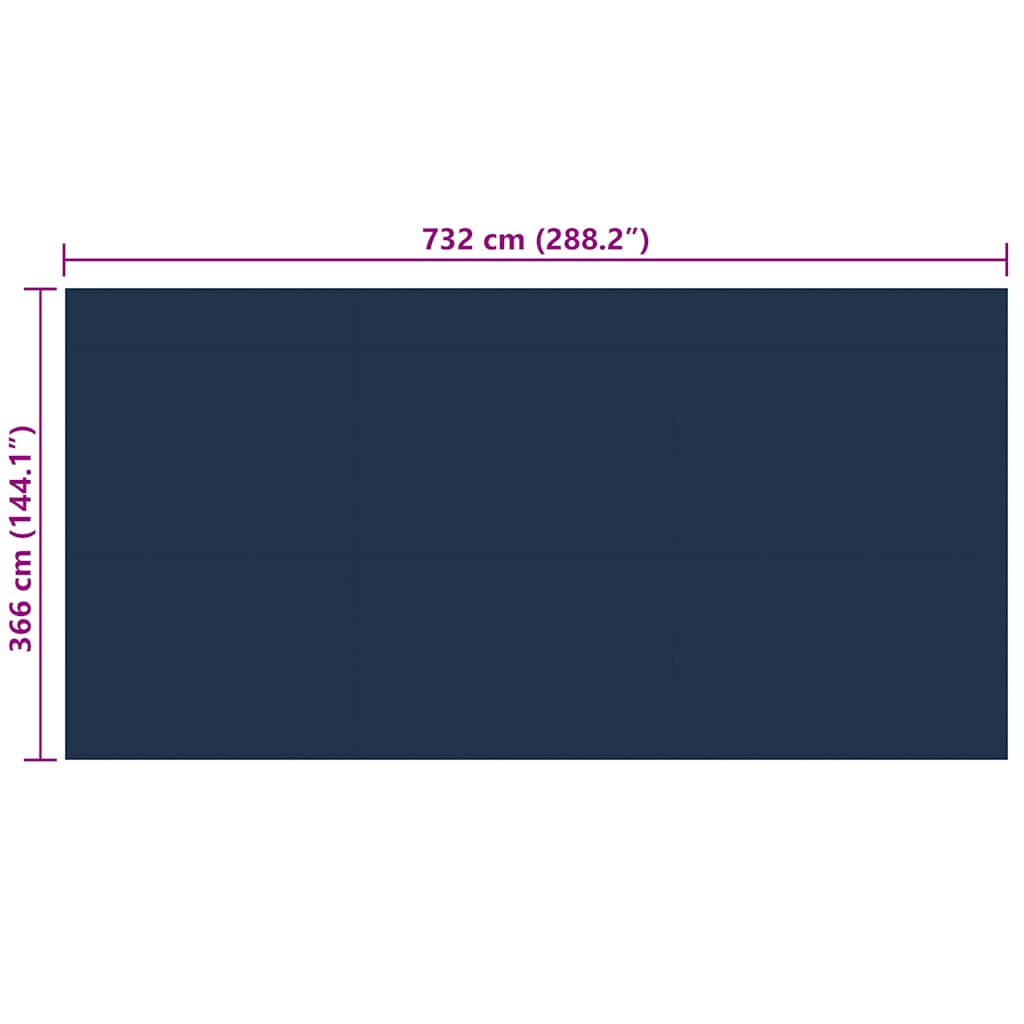 Pellicola Galleggiante Solare PE Piscina 732x366 cm Nero e Blu 92985