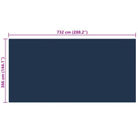 Pellicola Galleggiante Solare PE Piscina 732x366 cm Nero e Blu 92985