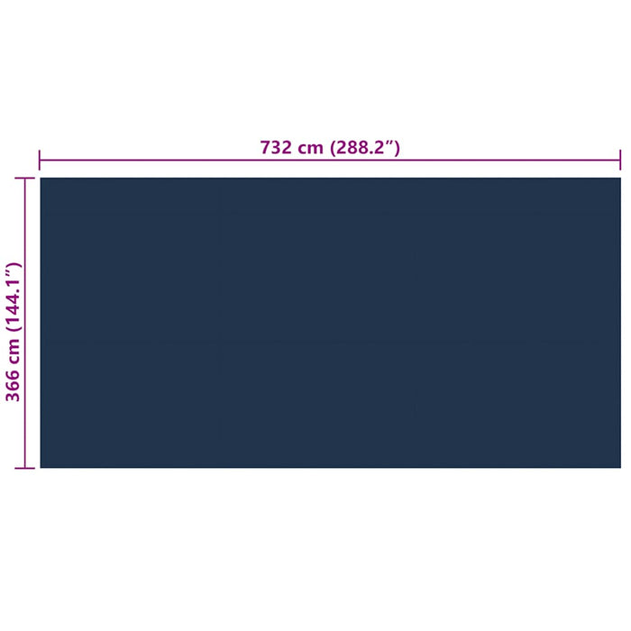 Pellicola Galleggiante Solare PE Piscina 732x366 cm Nero e Blu 92985