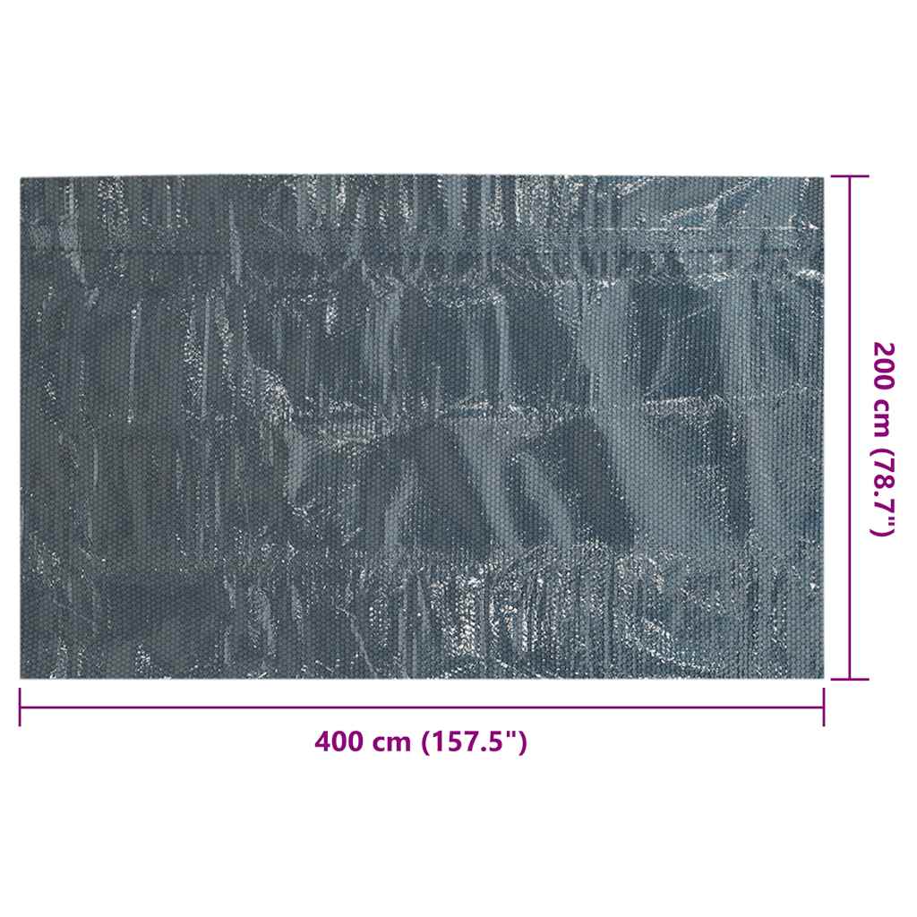 Pellicola Galleggiante Solare PE Piscina 400x200 cm Nero e Blu 92986