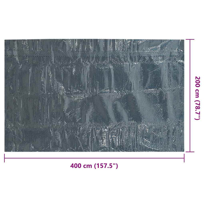 Pellicola Galleggiante Solare PE Piscina 400x200 cm Nero e Blu 92986