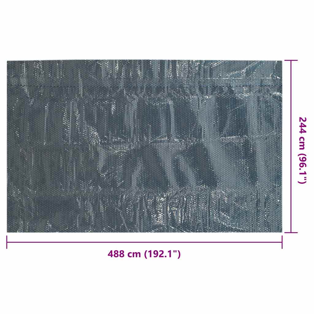 Pellicola Galleggiante Solare PE Piscina 488x244 cm Nero e Blu 92988