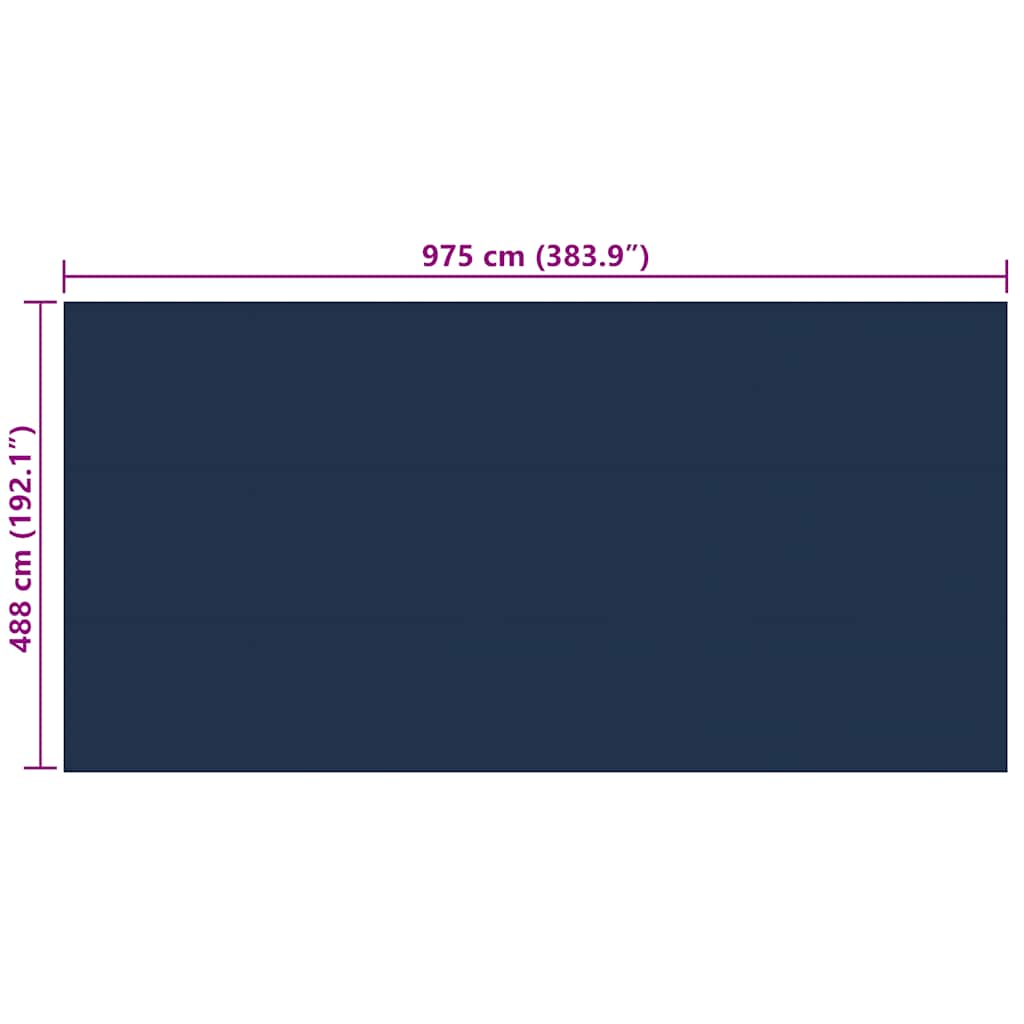 Pellicola Galleggiante Solare PE Piscina 975x488 cm Nero e Blu 92989