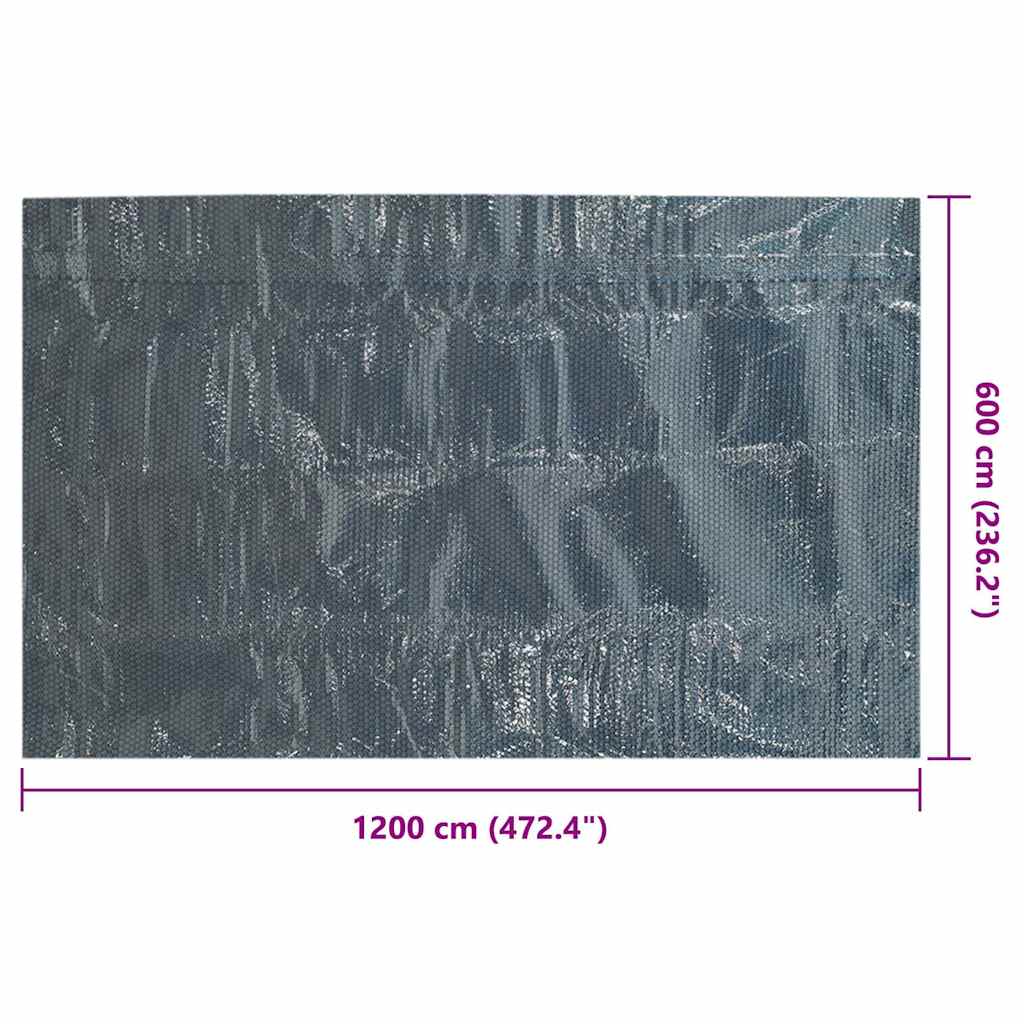 Pellicola Galleggiante Solare PE Piscina 1200x600 cm Nero e Blu
