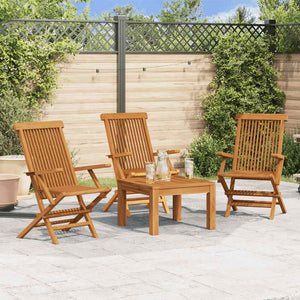 Sedie da Giardino 3pz in Legno Massello di Teak 312277