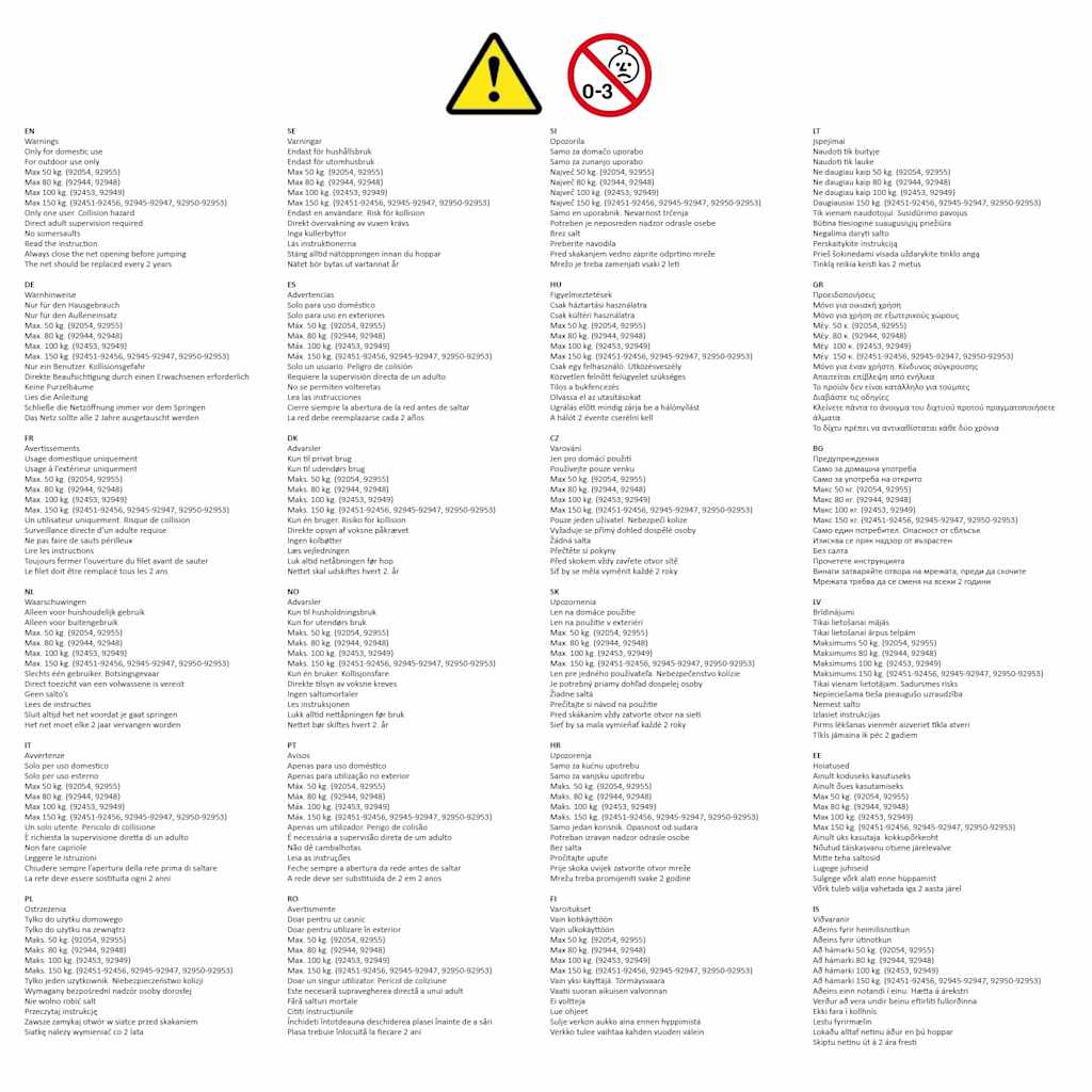 Set Trampolino Rotondo 488x90 cm 150 kg 92953