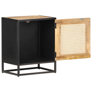 Comodino 40x30x50 cm Legno di Mango Grezzo e Canna Naturale 323140