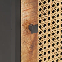 Comodino-Tavolino da notte 40x30x50 cm Legno di Mango Grezzo e Canna Naturale