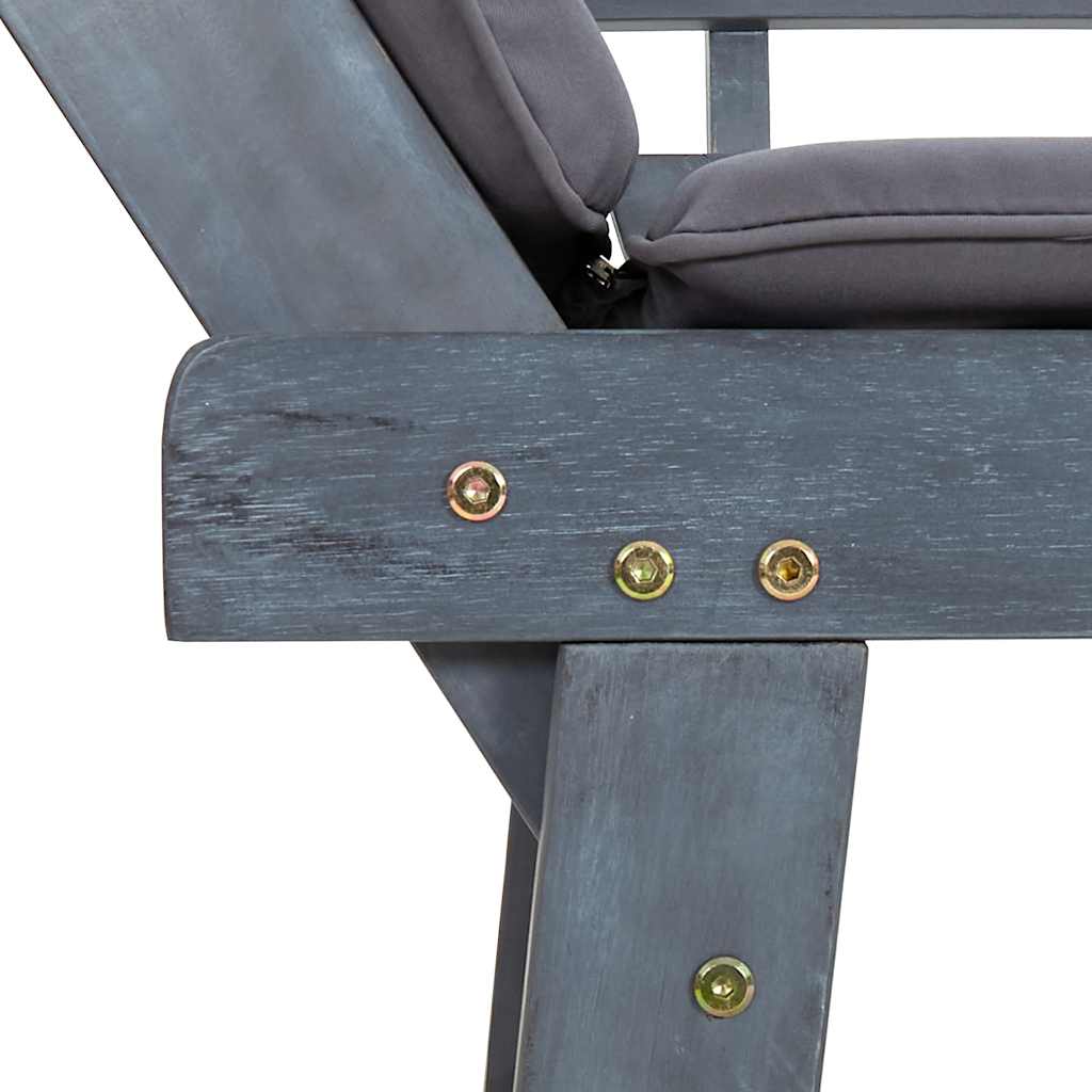 Panca da Giardino Cuscini 2-in-1 190cm Massello d'Acacia Grigio 312119