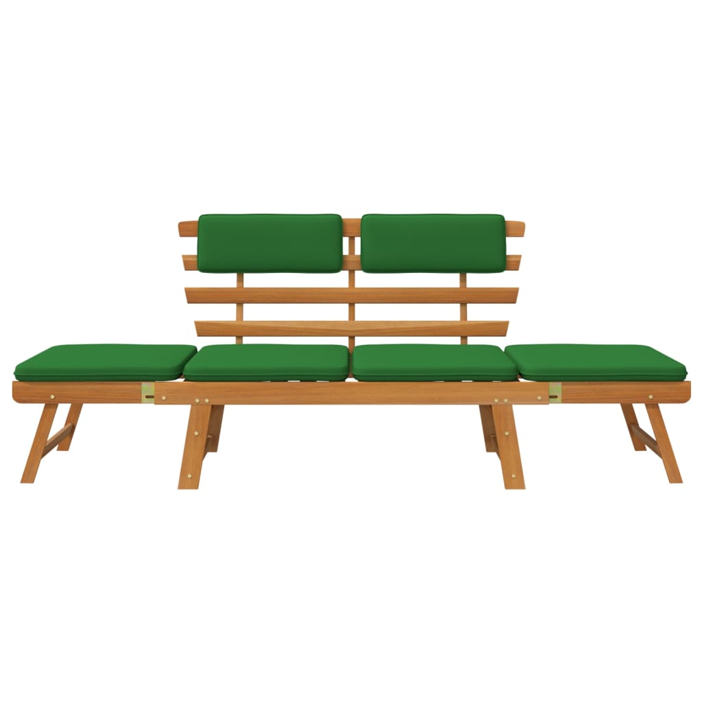 Panca da giardino mobile da giardino per esterni terrazza 2 in 1 con cuscini 190 x 68 x 74 cm legno massello di acacia 02_0011597
