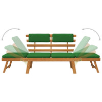 Panca da giardino mobile da giardino per esterni terrazza 2 in 1 con cuscini 190 x 68 x 74 cm legno massello di acacia 02_0011597