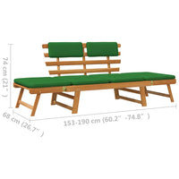 Panca da Giardino Cuscini 2-in-1 190 cm Legno Massello d'Acacia 312121