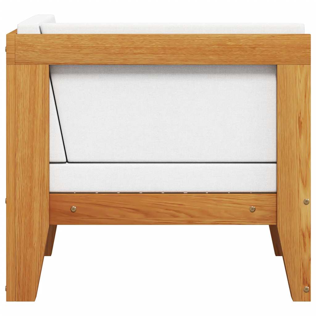 Divano Angolare Modulare Cuscini Bianco Crema Massello d'Acacia 312148