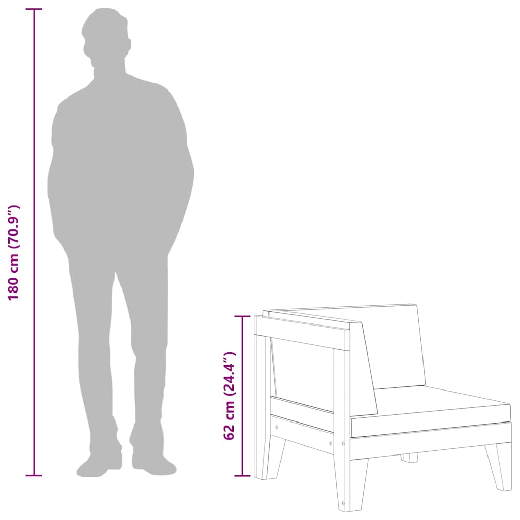 Divano Angolare Modulare Cuscini Bianco Crema Massello d'Acacia 312148