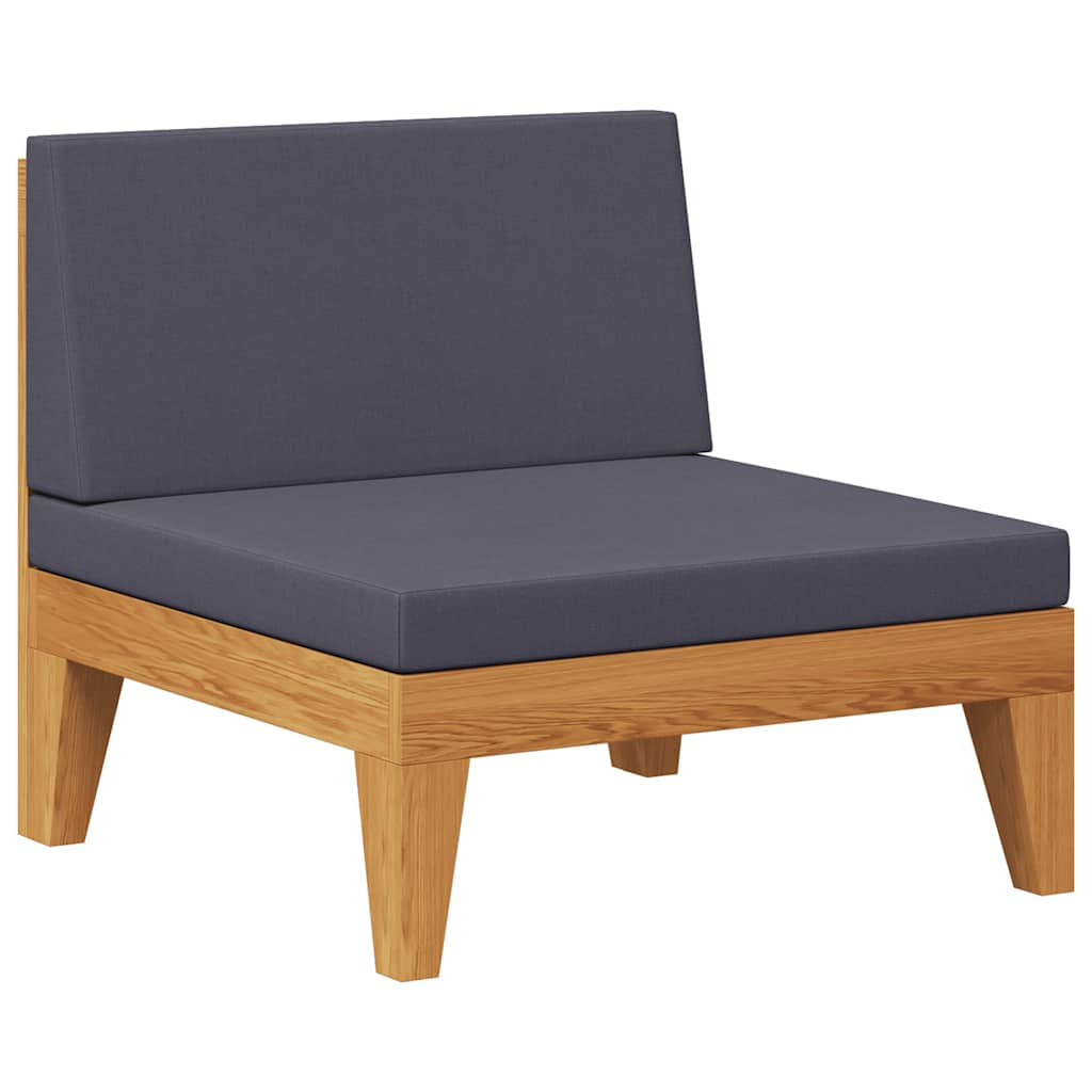 Divano Centrale Modulare Cuscini Grigio Scuro Massello Acacia 312151