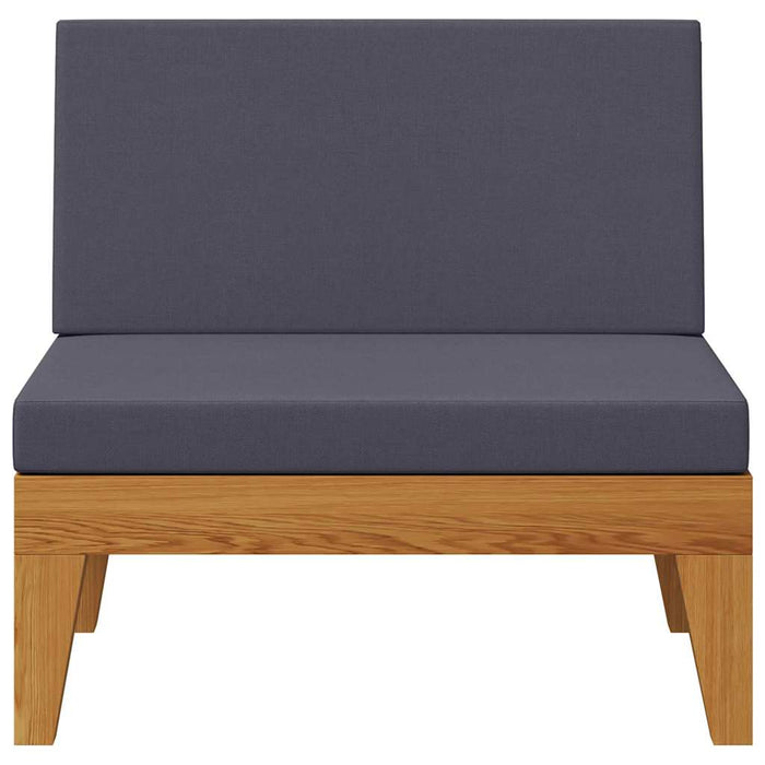 Divano Centrale Modulare Cuscini Grigio Scuro Massello Acacia