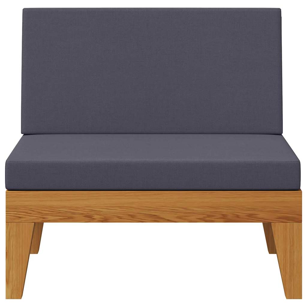 Divano Centrale Modulare Cuscini Grigio Scuro Massello Acacia 312151