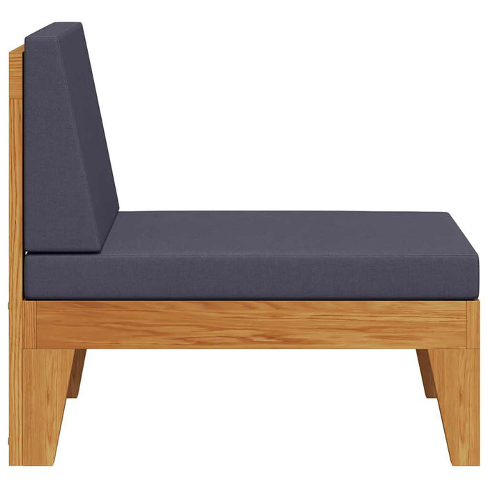 Divano Centrale Modulare Cuscini Grigio Scuro Massello Acacia