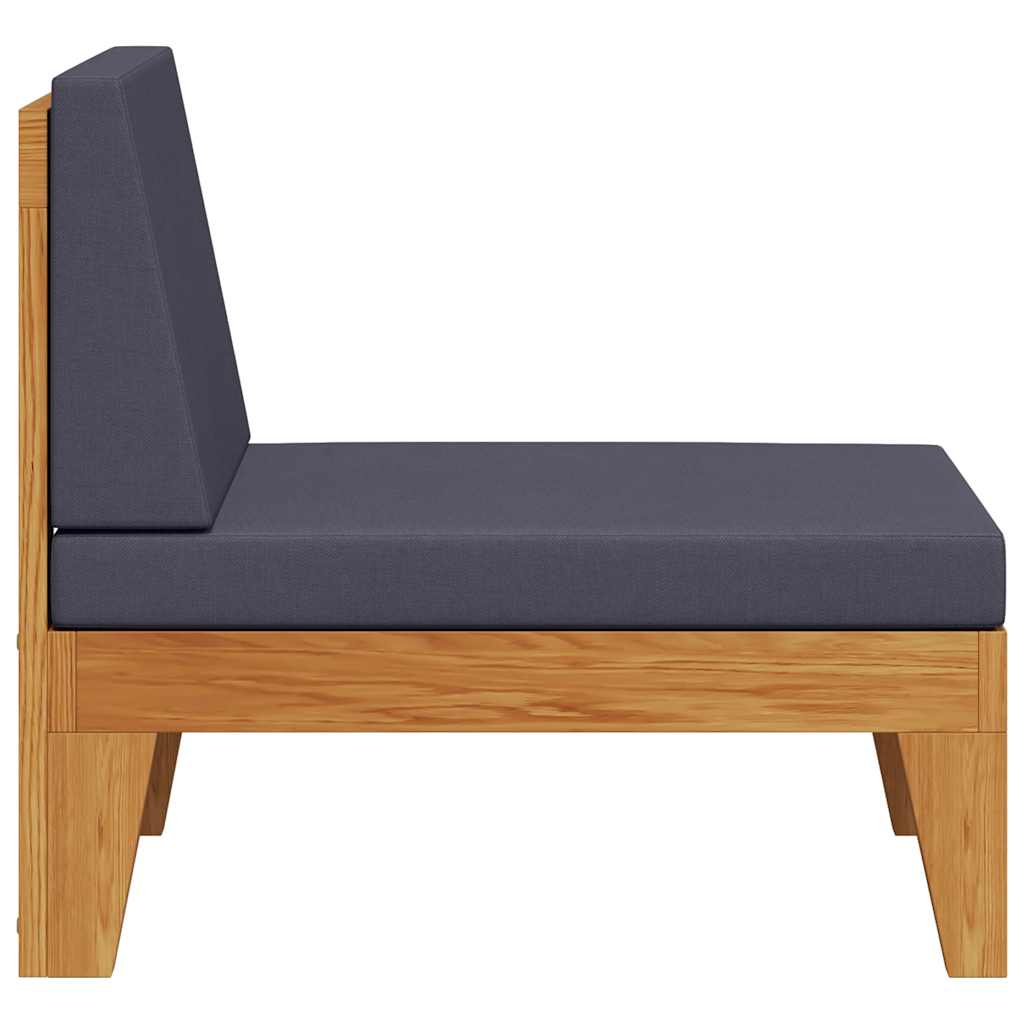 Divano Centrale Modulare Cuscini Grigio Scuro Massello Acacia 312151