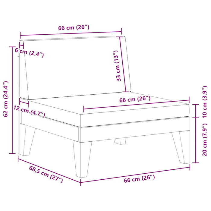 Divano Centrale Modulare Cuscini Grigio Scuro Massello Acacia