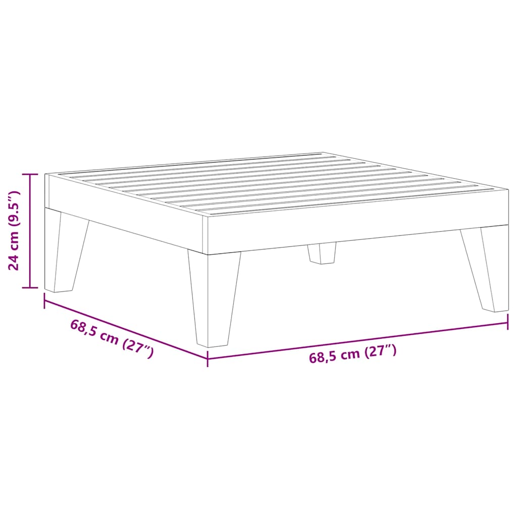 Tavolo da Giardino 68,5x68,5x24 cm in Legno Massello di Acacia cod mxl 78356