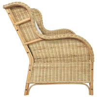 Divano a 2 Posti in Rattan Naturale e Lino cod mxl 20586