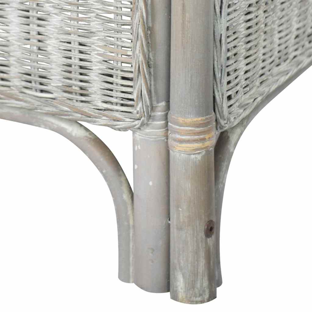 Divano a 2 Posti Grigio in Rattan Naturale e Lino 325467