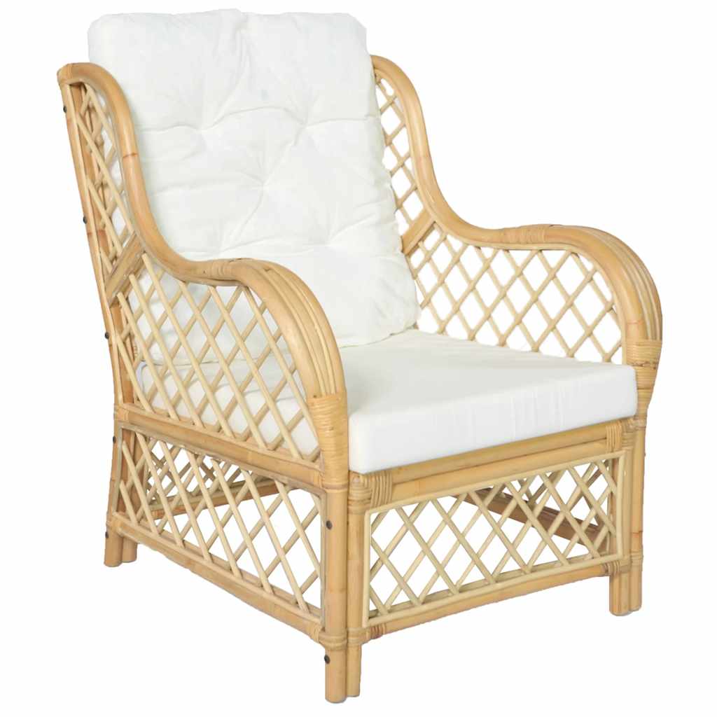 Divano con Cuscino in Rattan Naturale e Linocod mxl 70543