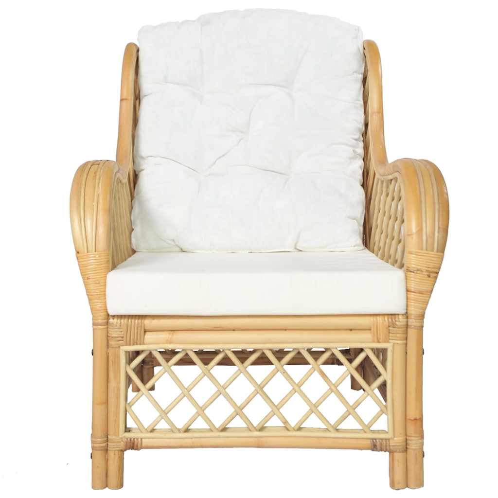 Divano con Cuscino in Rattan Naturale e Linocod mxl 70543