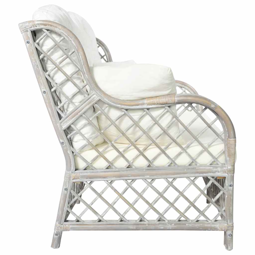 Divano a 2 Posti-Sofa 2 Posti in Rattan Grigio