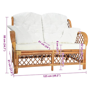 Divano a 2 Posti Marrone Chiaro in Rattan 325474