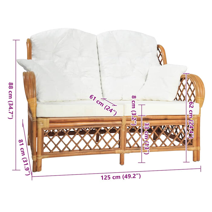 Divano a 2 Posti Marrone Chiaro in Rattan 325474