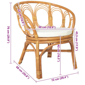 Sedia da Pranzo e Cuscino Marrone Chiaro Rattan Naturale e Lino cod mxl 23553