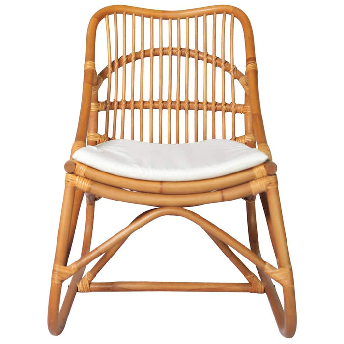 Sedia in Rattan Marrone Chiaro e Lino  cod mxl 19077