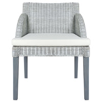Sedia da Pranzo con Cuscino Grigio in Rattan Naturale 325485