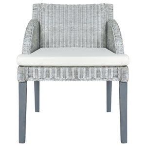 Sedia da Pranzo con Cuscino Grigio in Rattan Naturale 325485