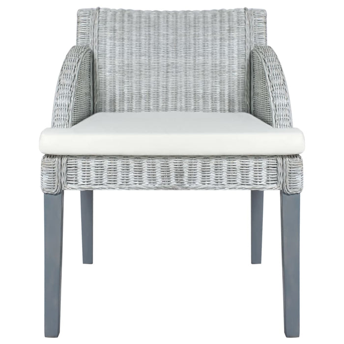 Sedia da Pranzo con Cuscino Grigio in Rattan Naturale 325485
