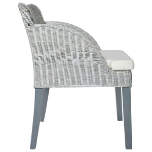 Sedia da Pranzo con Cuscino Grigio in Rattan Naturale 325485