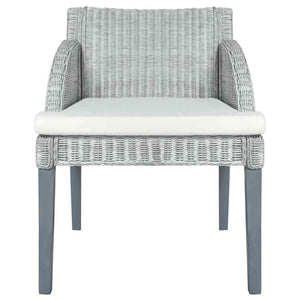 Sedie da Pranzo con Cuscini 2 pz Grigi in Rattan Naturale